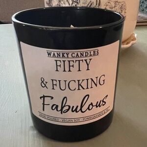 NWOT Wanky Candles-Age 50 Gift Candle-Pomegranate & Fig-Vegan Soy